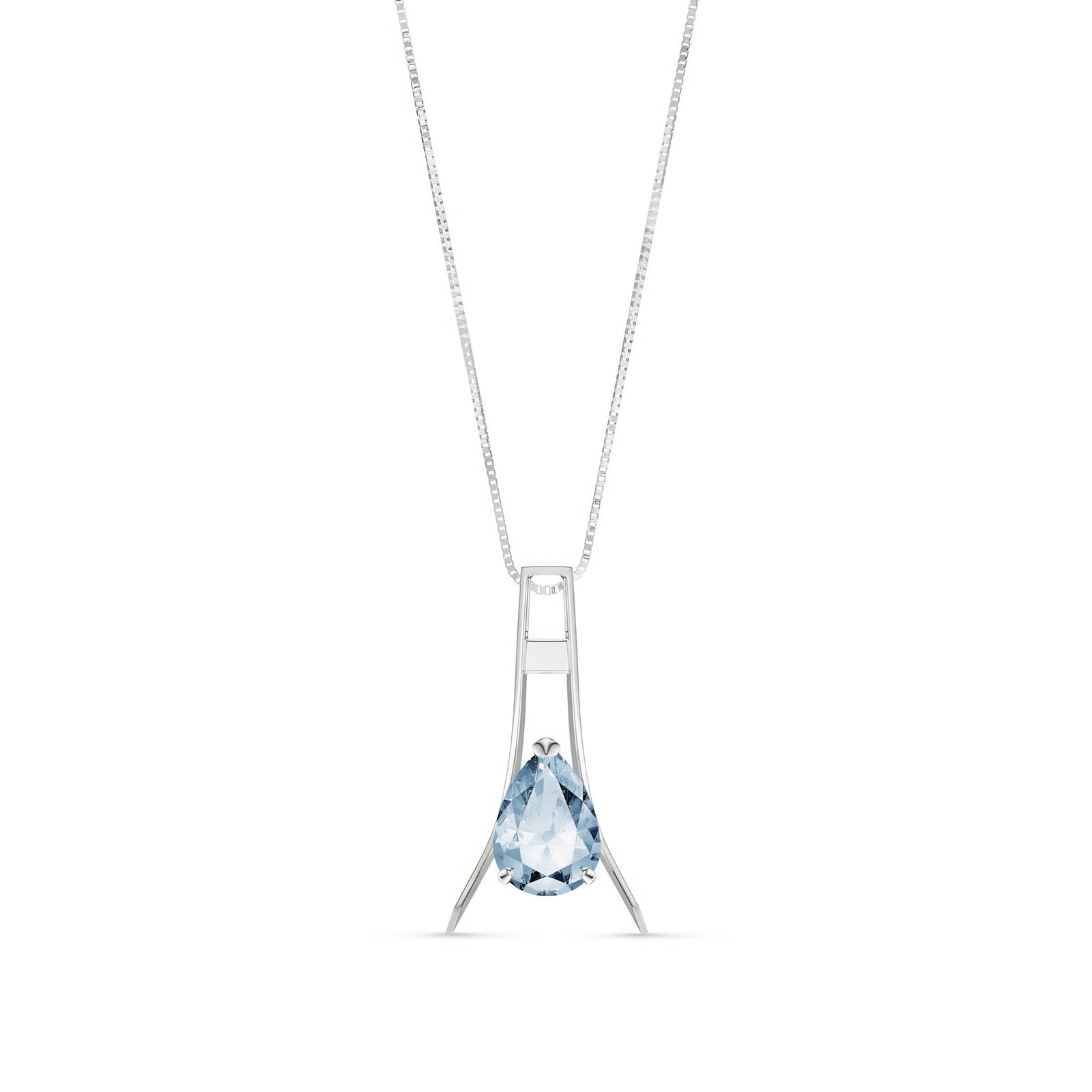 White Gold Necklace Pink Topaz 10K — Evangelina