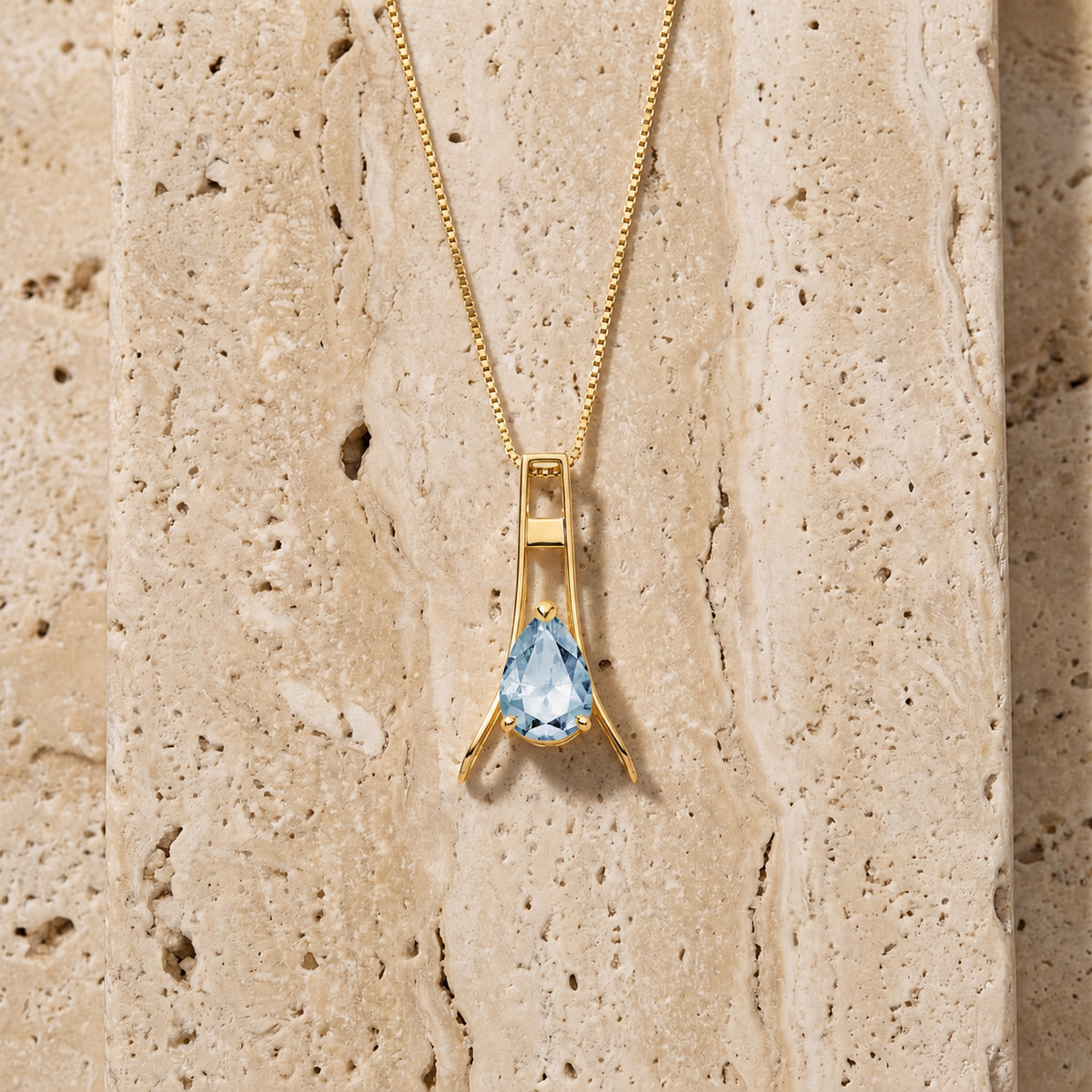 Yellow Gold Necklace Pink Topaz 10K — Evangelina