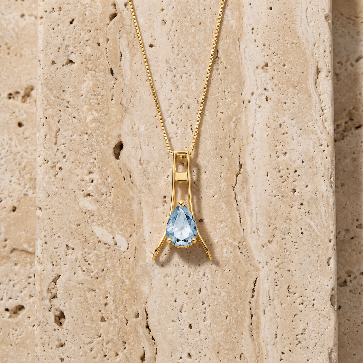 Yellow Gold Necklace Pink Topaz 10K — Evangelina