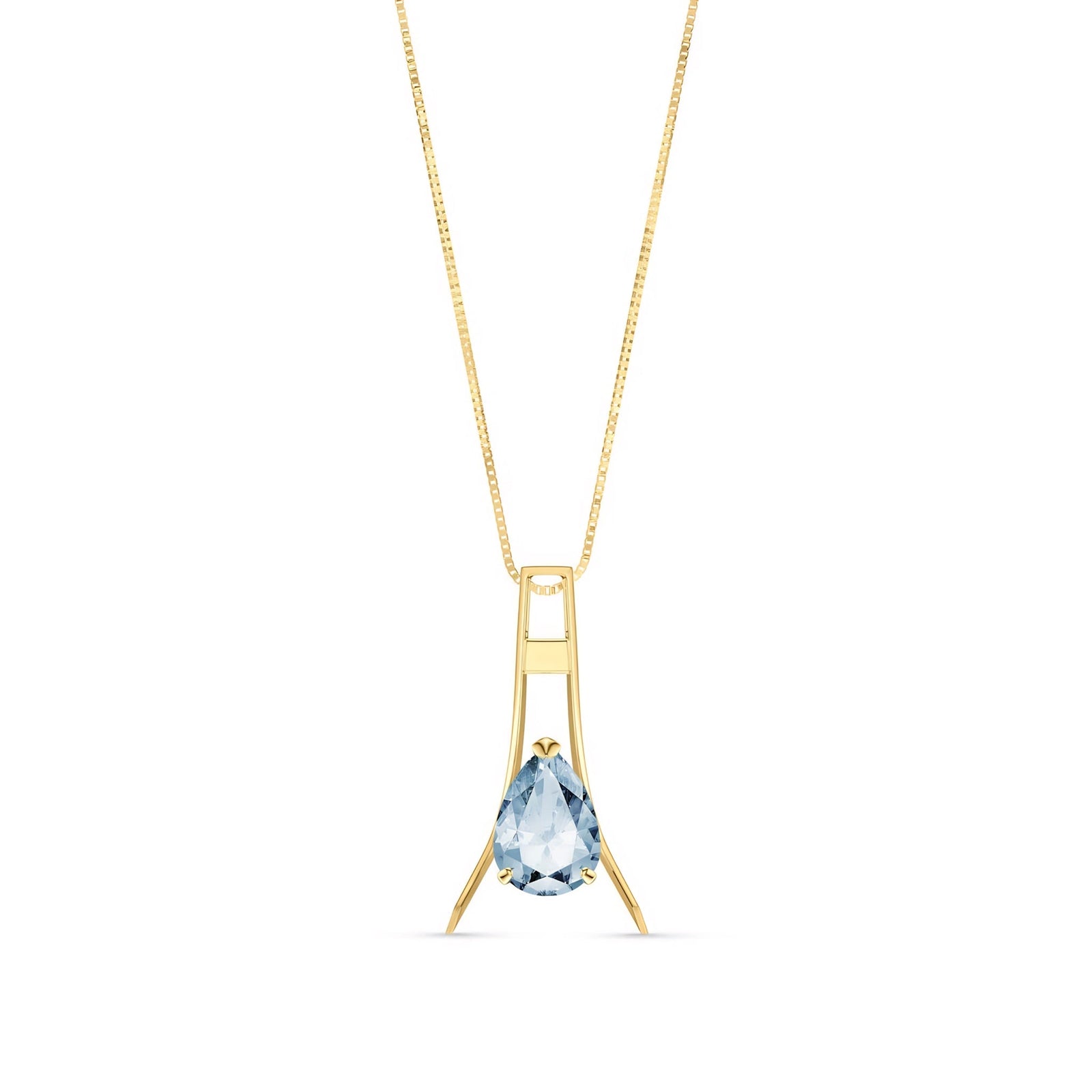 Yellow Gold Necklace Pink Topaz 10K — Evangelina