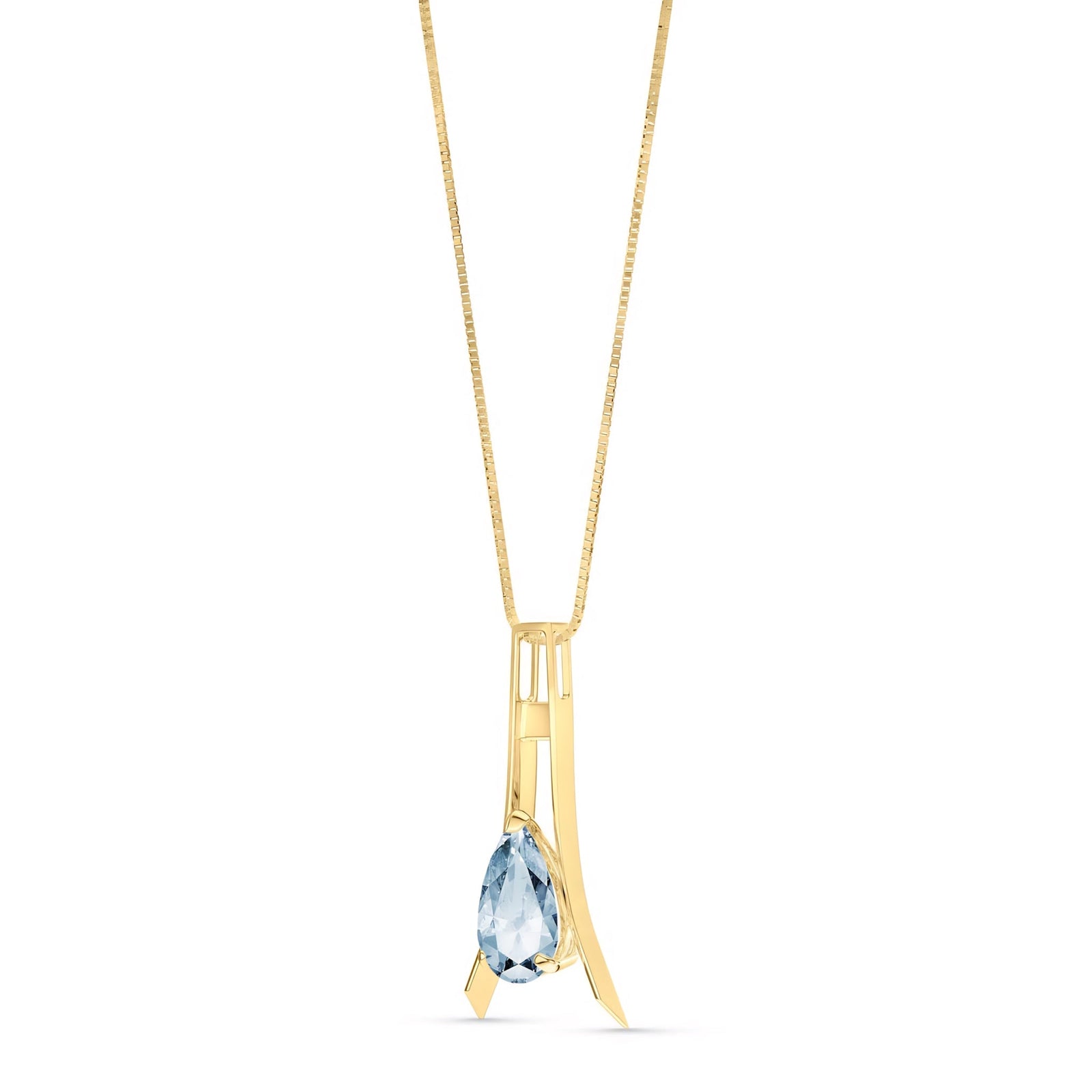 Yellow Gold Necklace Pink Topaz 10K — Evangelina