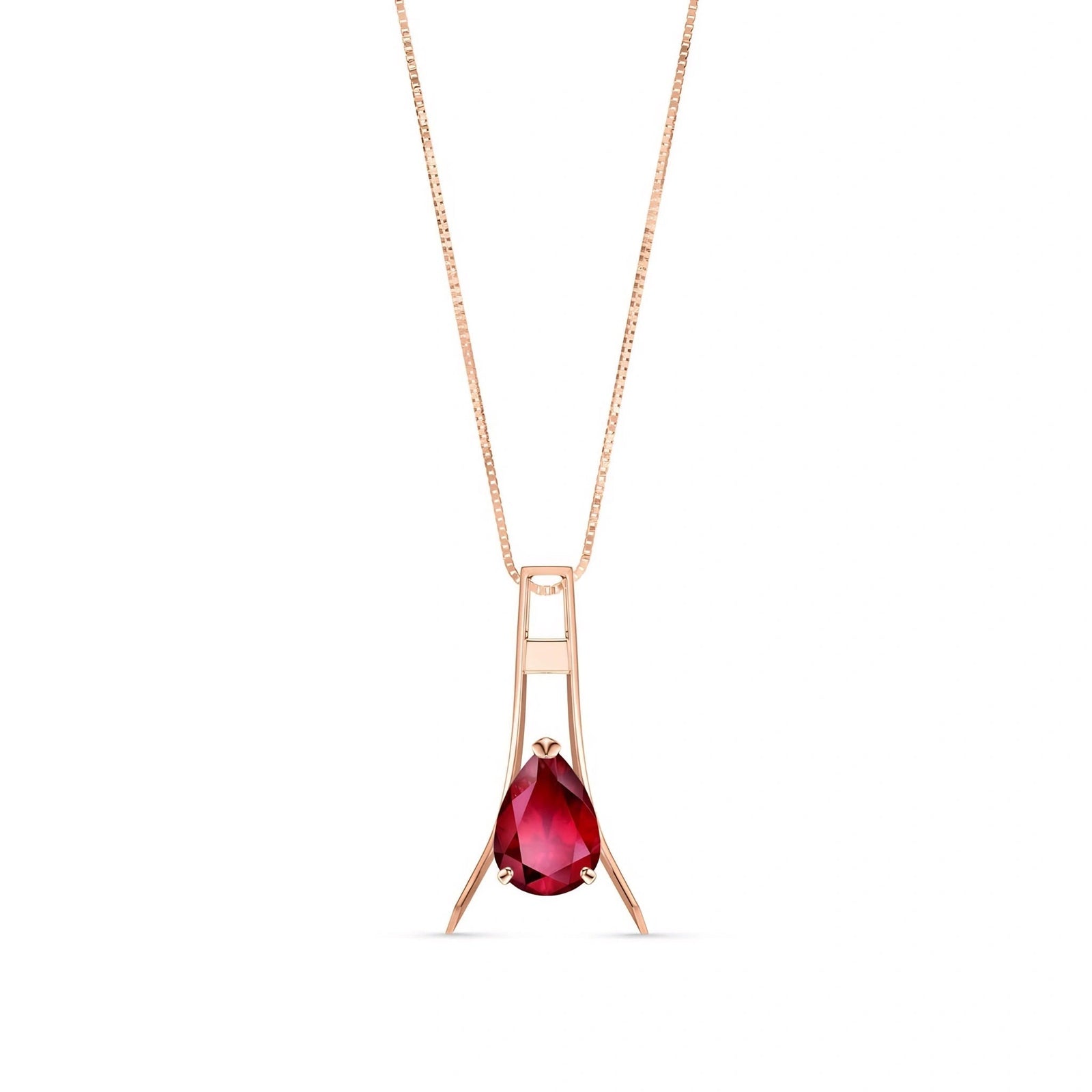 Rose Gold Necklace Ruby 10K — Evangelina