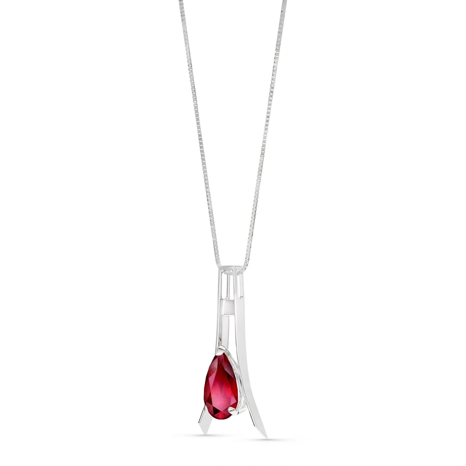 White Gold Necklace Ruby 10K — Evangelina