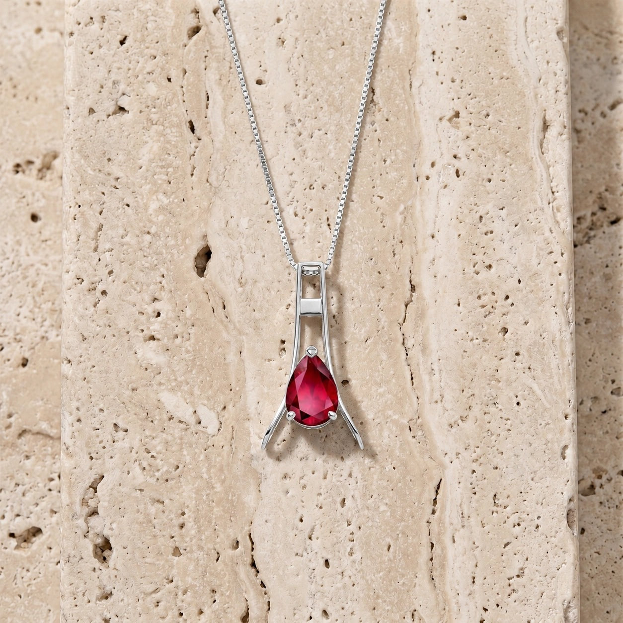 White Gold Necklace Ruby 10K — Evangelina