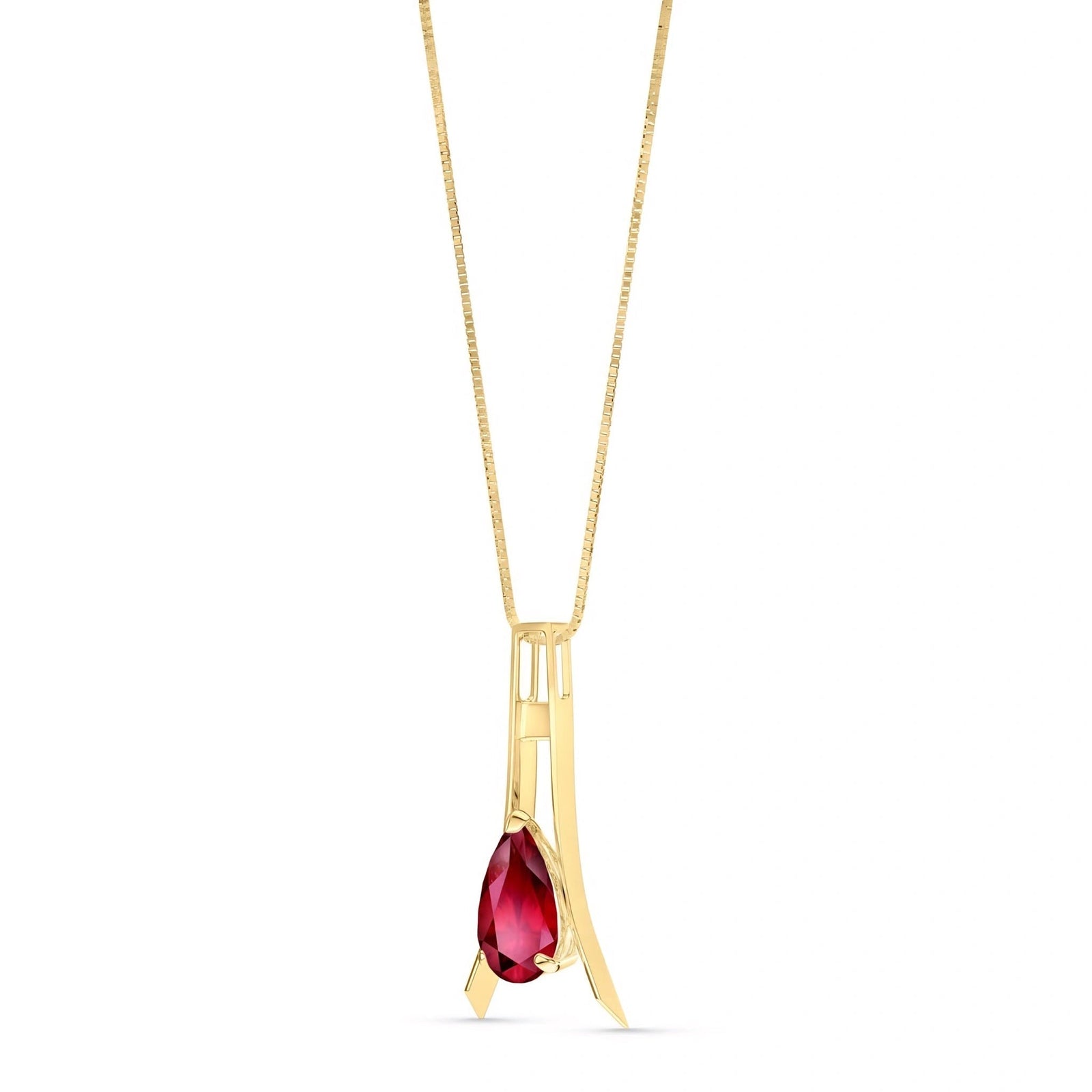 Yellow Gold Necklace Ruby 10K — Evangelina
