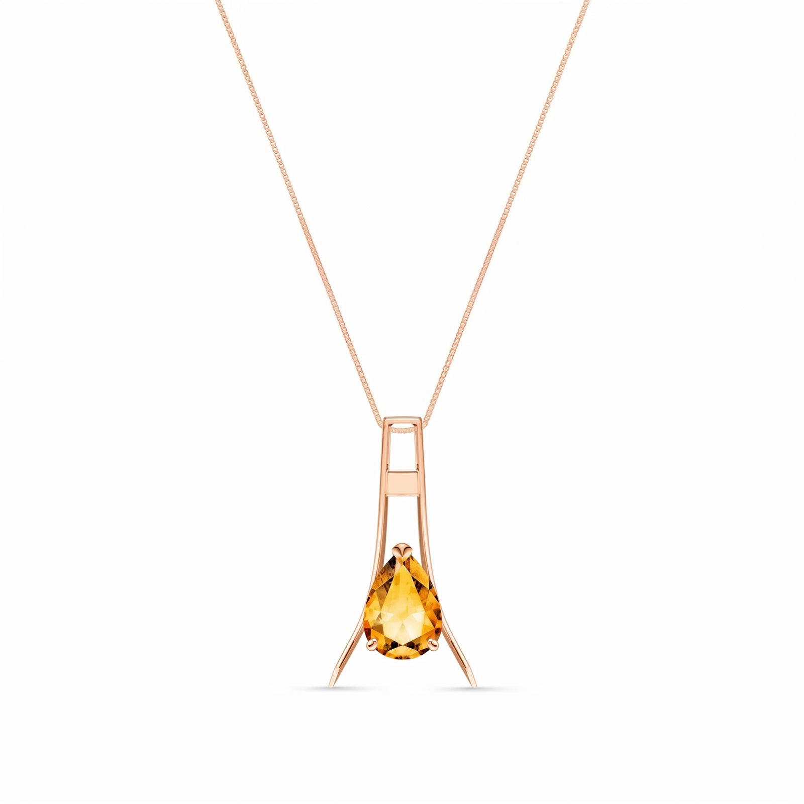 Rose Gold Necklace Aquamarine 10K — Evangelina