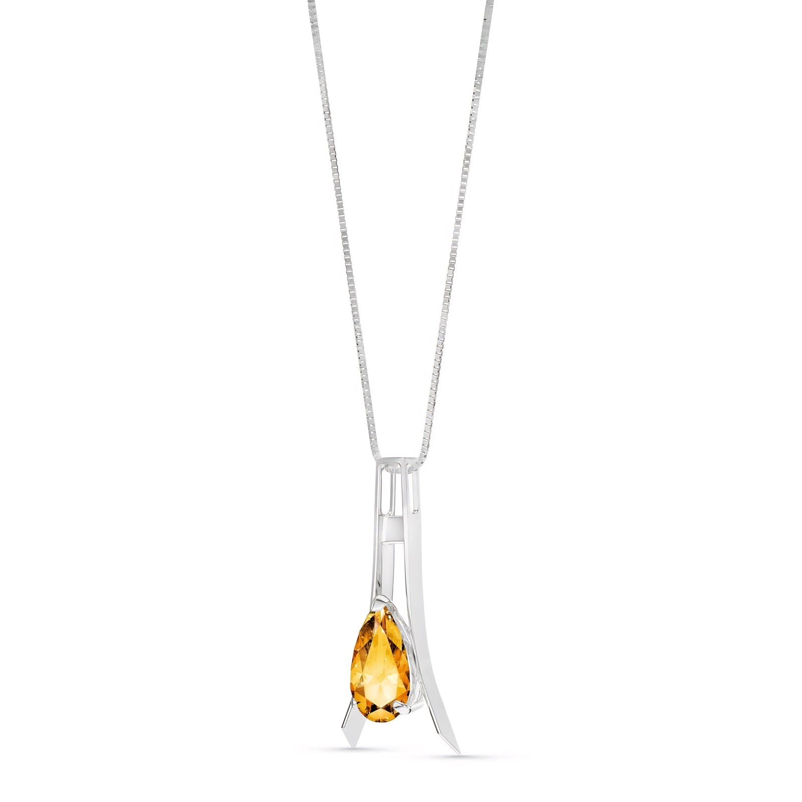 White Gold Necklace Aquamarine 10K — Evangelina