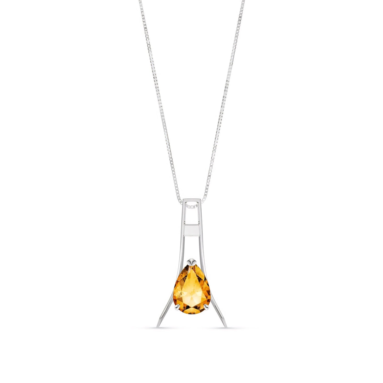 White Gold Necklace Aquamarine 10K — Evangelina