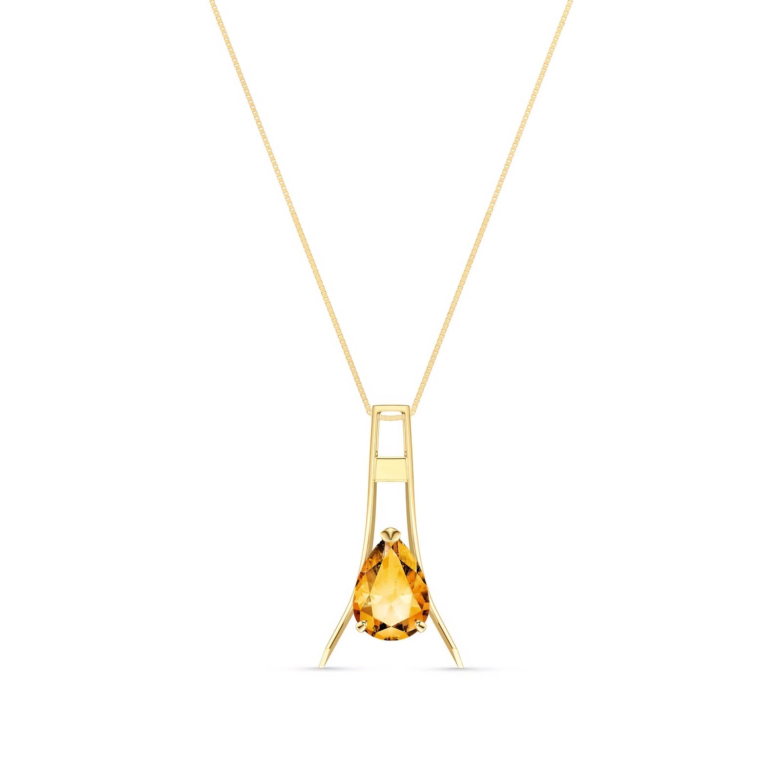 Yellow Gold Necklace Aquamarine 10K — Evangelina