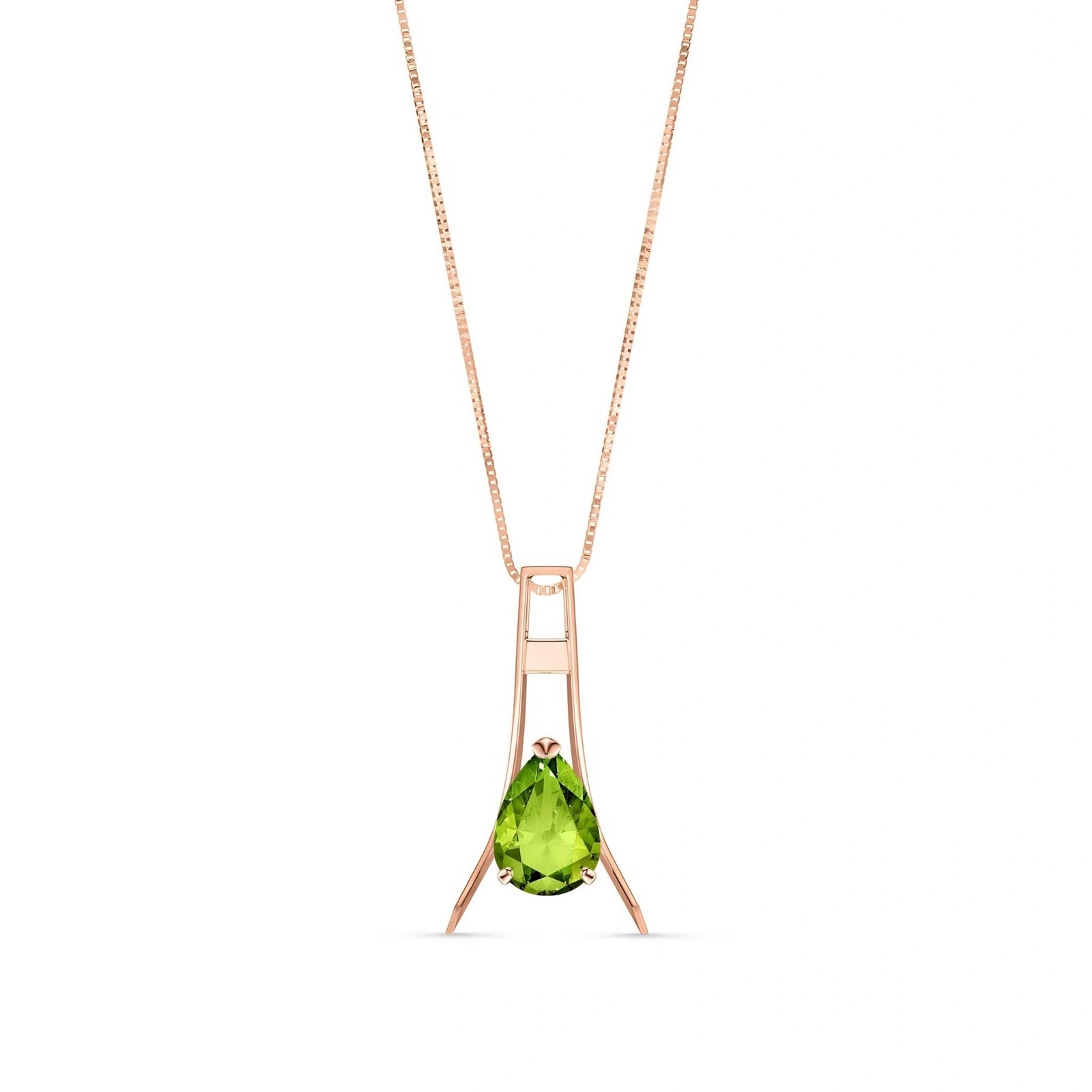 Rose Gold Necklace Peridot 10K — Evangelina