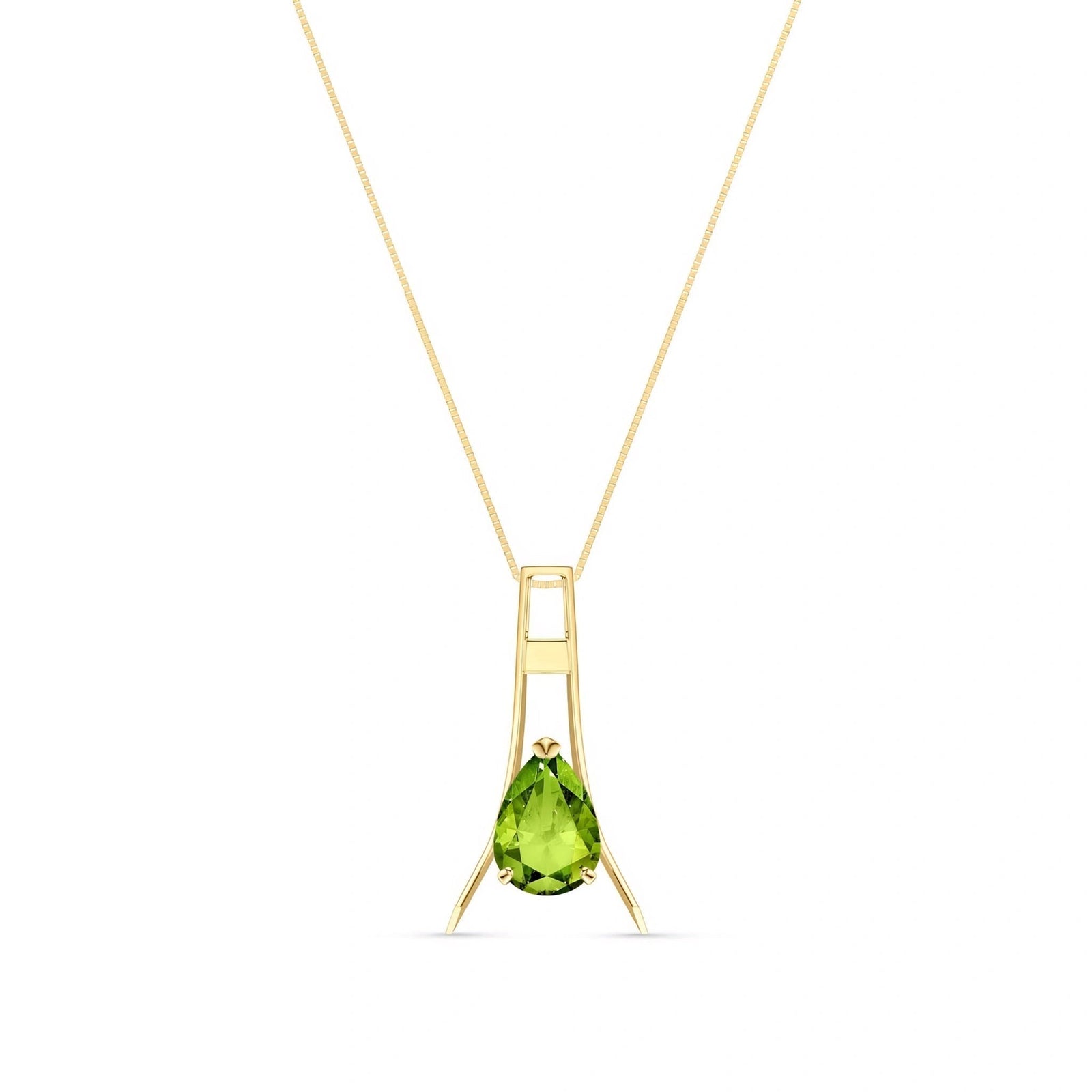 Yellow Gold Necklace Peridot 10K — Evangelina