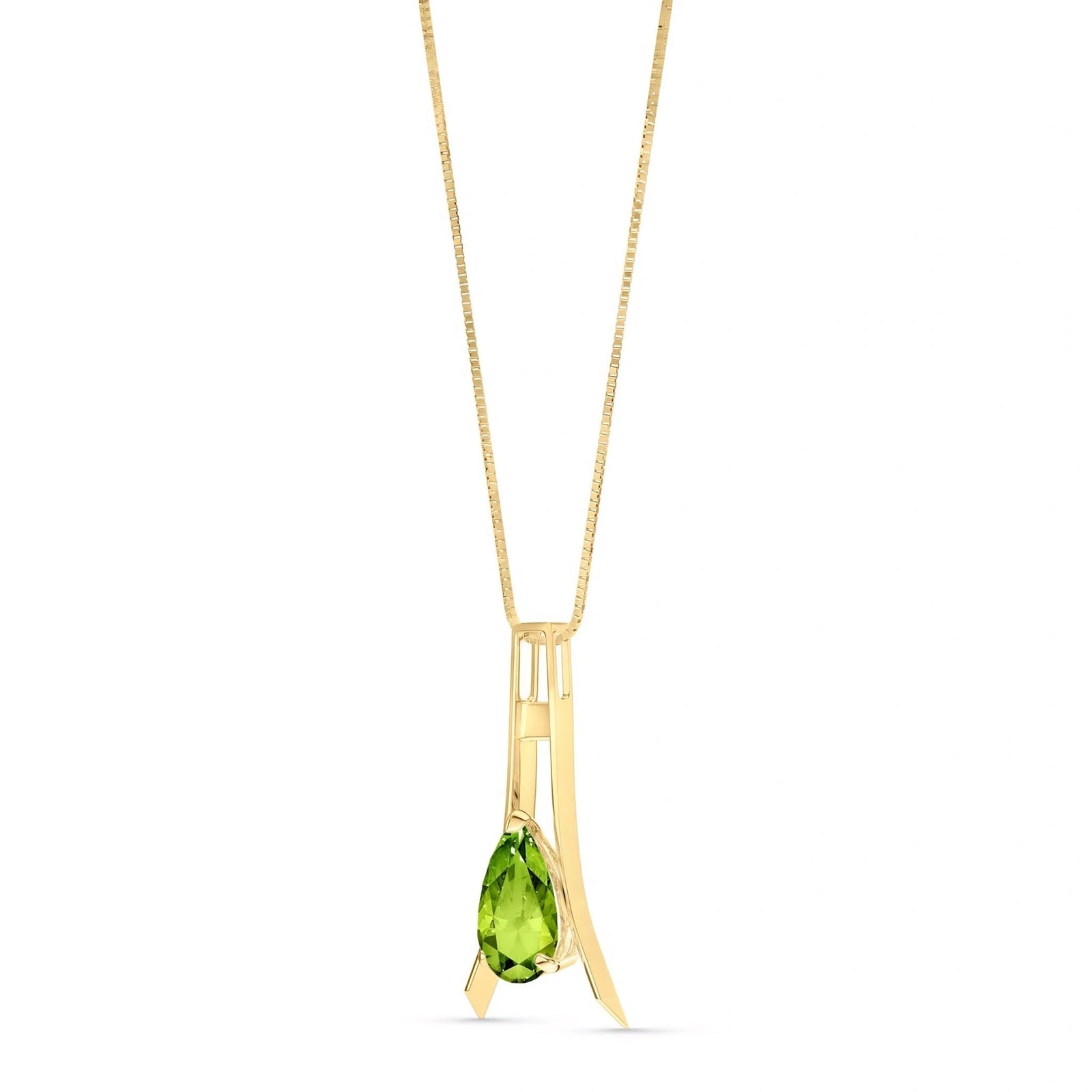 Yellow Gold Necklace Peridot 10K — Evangelina