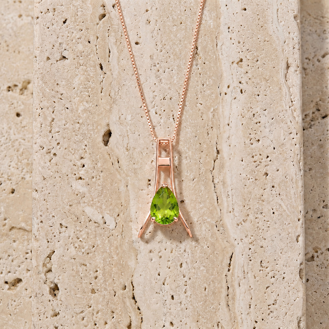 Rose Gold Necklace Citrine 10K — Evangelina