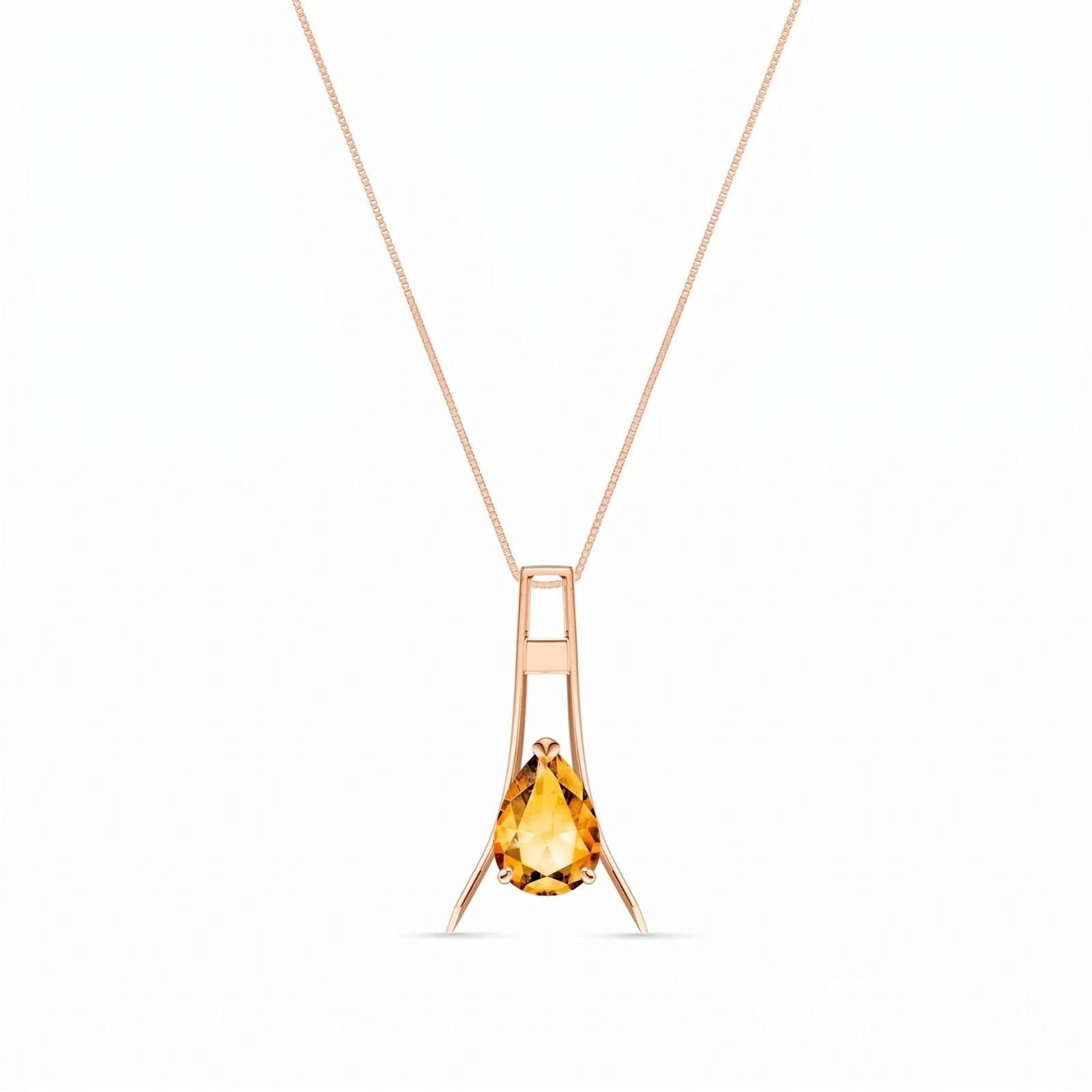 Rose Gold Necklace Citrine 10K — Evangelina