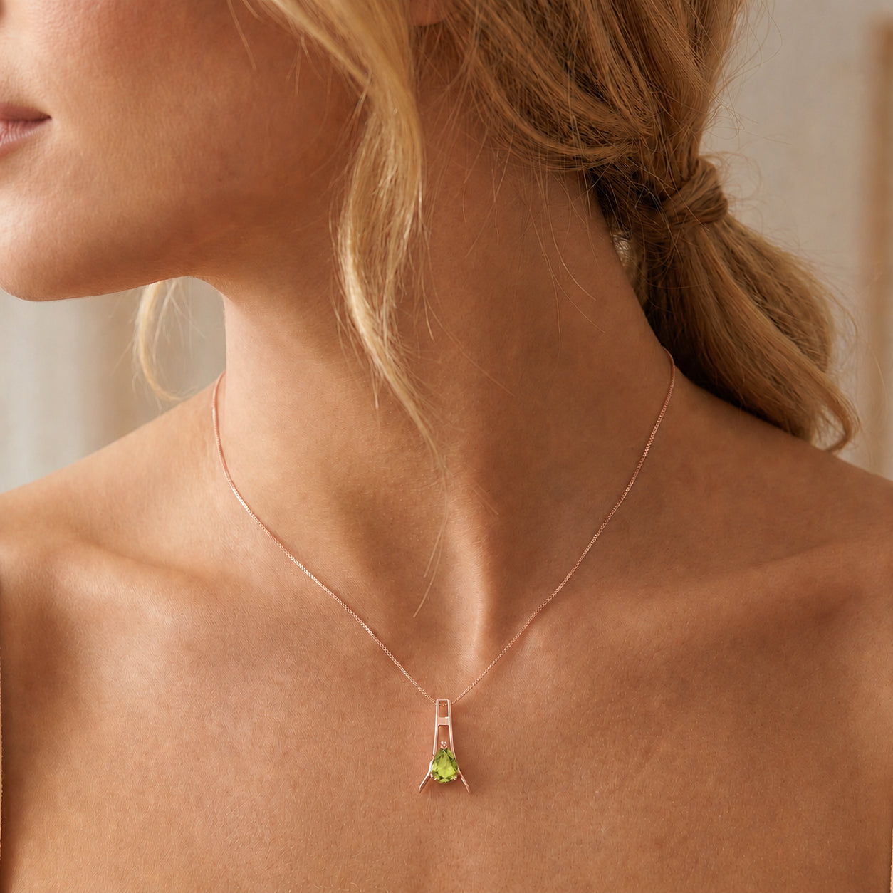 Rose Gold Necklace Citrine 10K — Evangelina