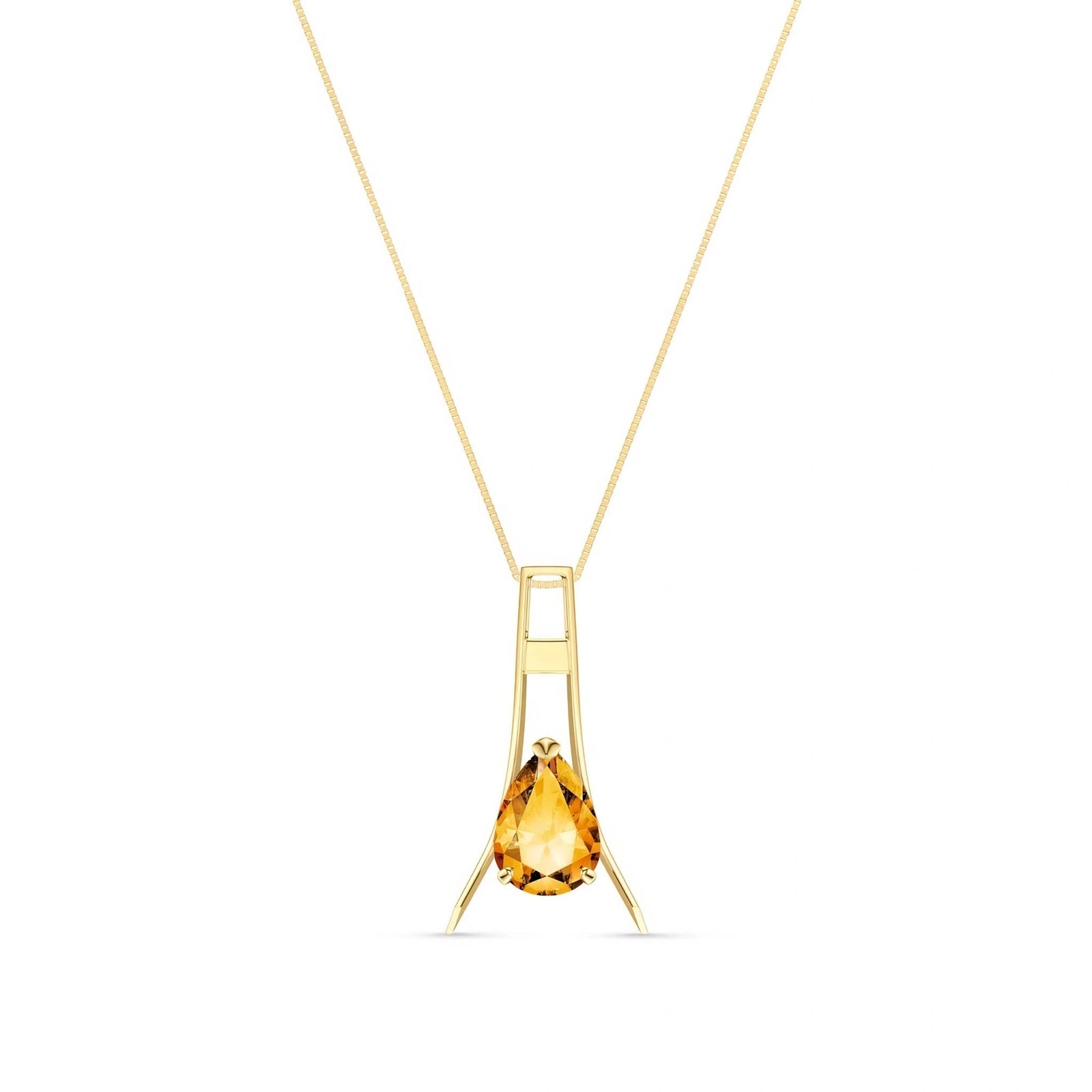 Yellow Gold Necklace Citrine 10K — Evangelina