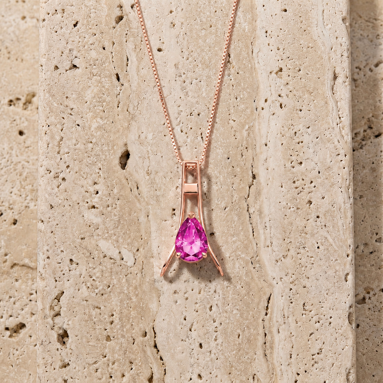 Rose Gold Necklace Amethyst 10K — Evangelina