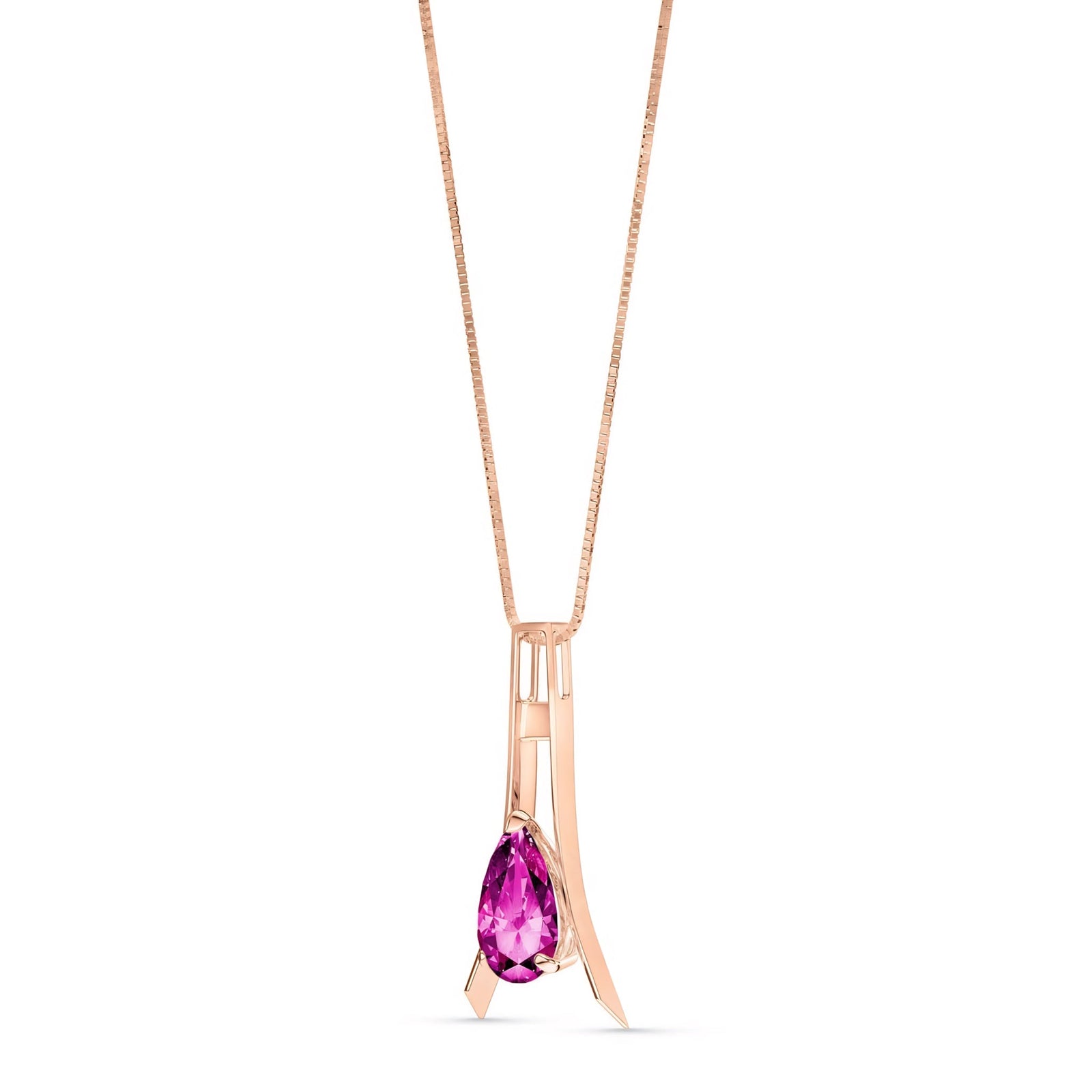 Rose Gold Necklace Amethyst 10K — Evangelina