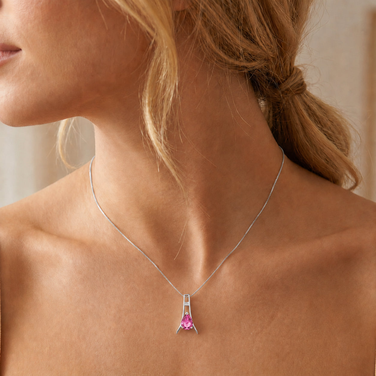 White Gold Necklace Amethyst 10K — Evangelina