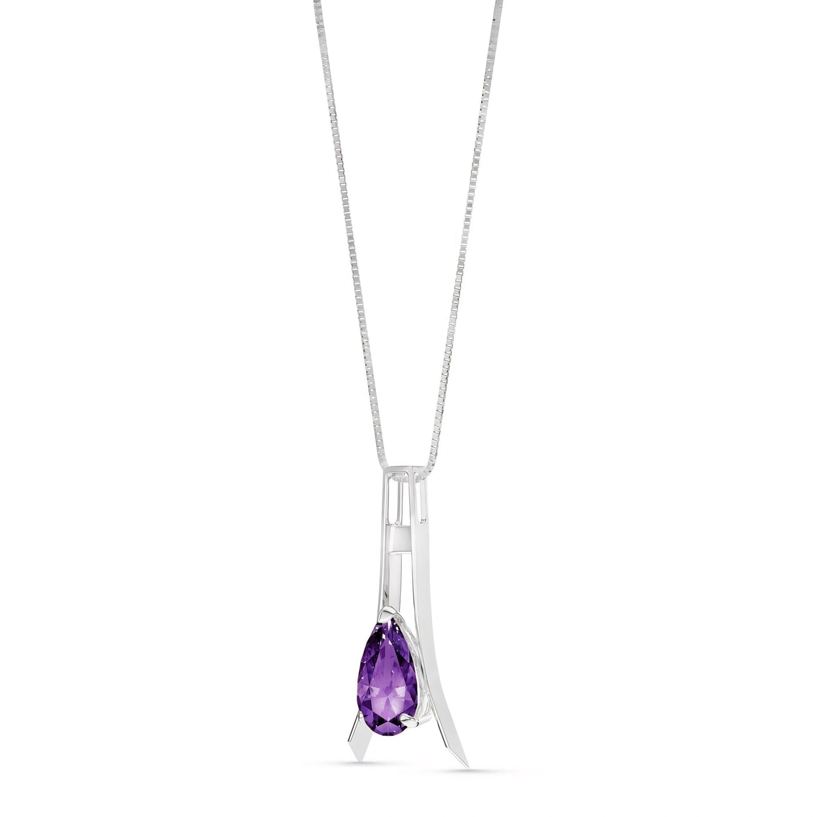 White Gold Necklace Amethyst 10K — Evangelina