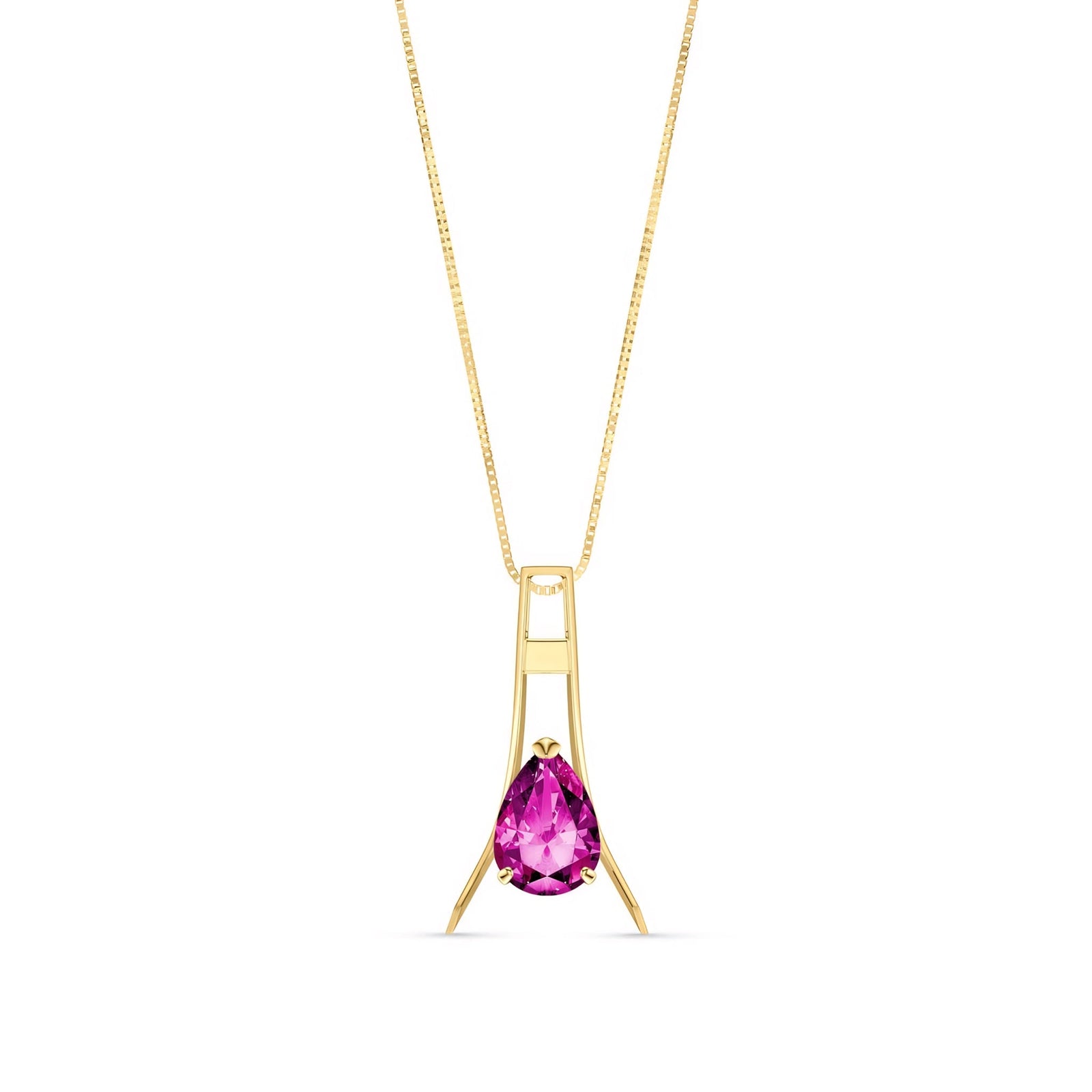 Yellow Gold Necklace Amethyst 10K — Evangelina