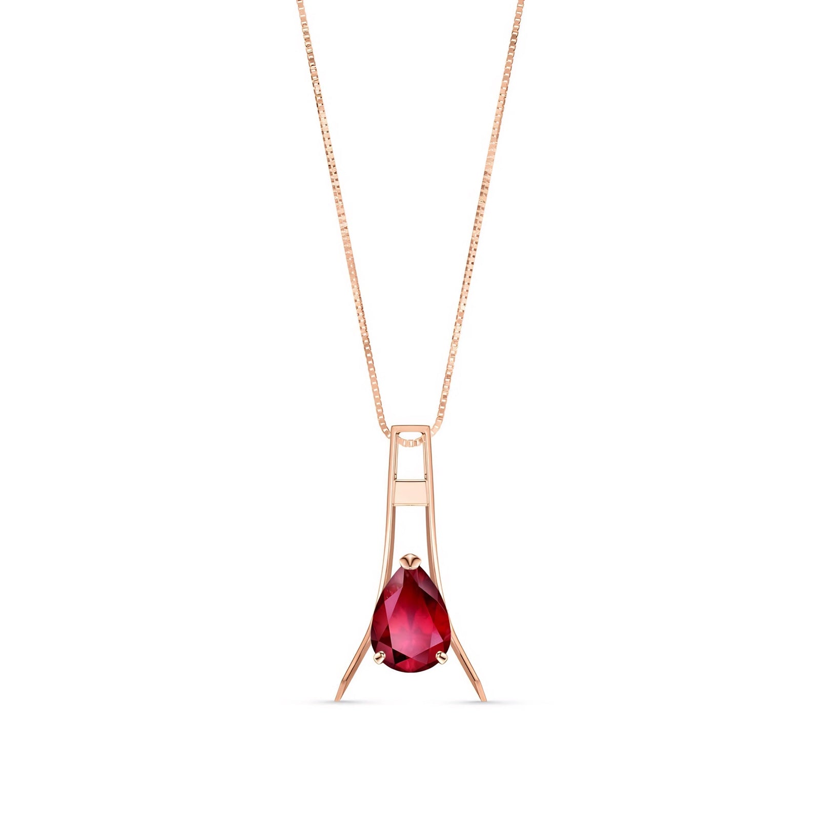 Rose Gold Necklace Garnet 10K — Evangelina