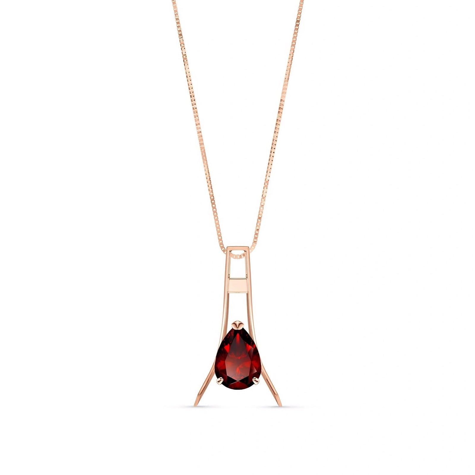 Rose Gold Necklace Garnet 10K — Evangelina