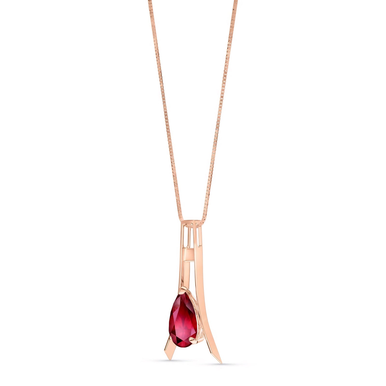 Rose Gold Necklace Garnet 10K — Evangelina
