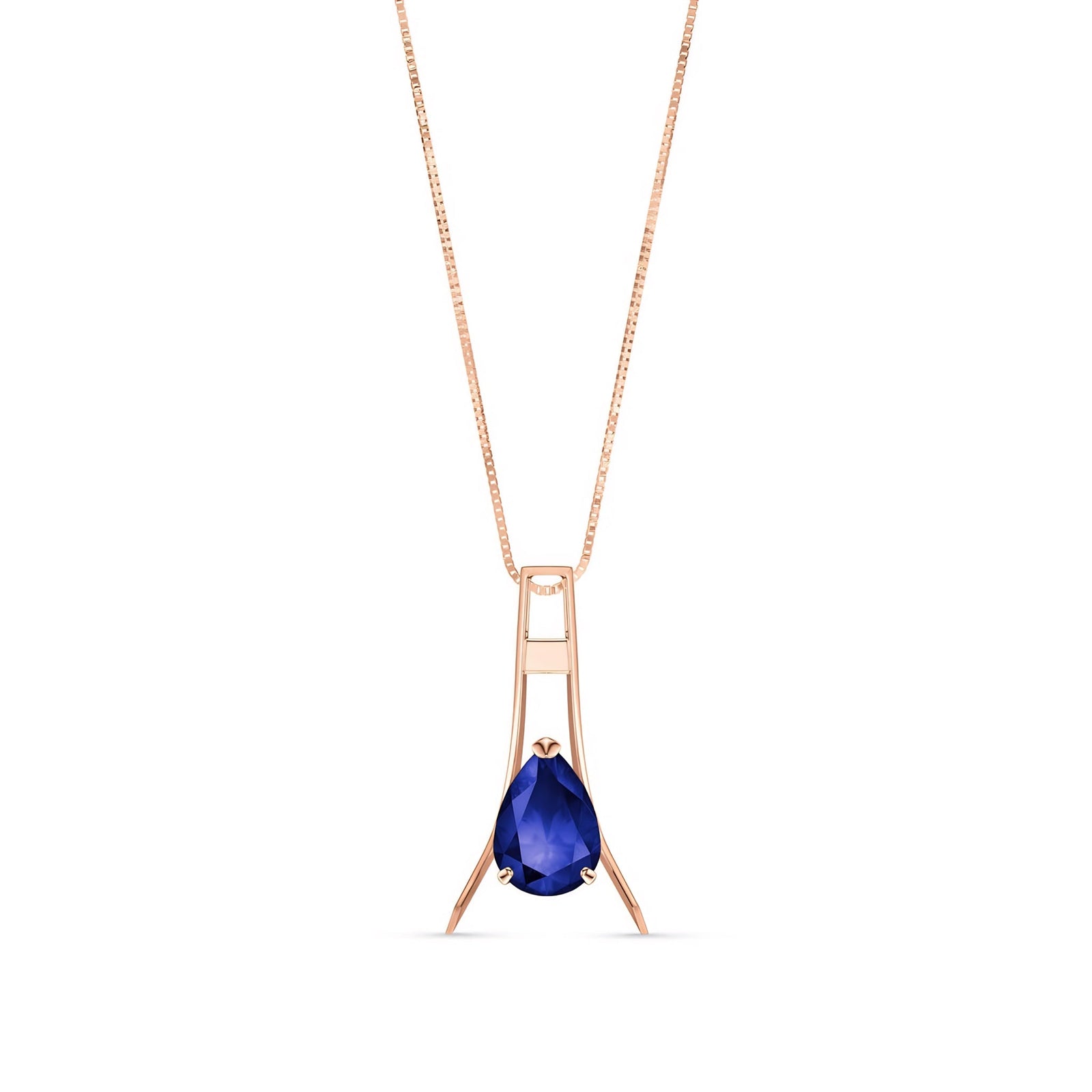 Rose Gold Necklace Sapphire 10K — Evangelina
