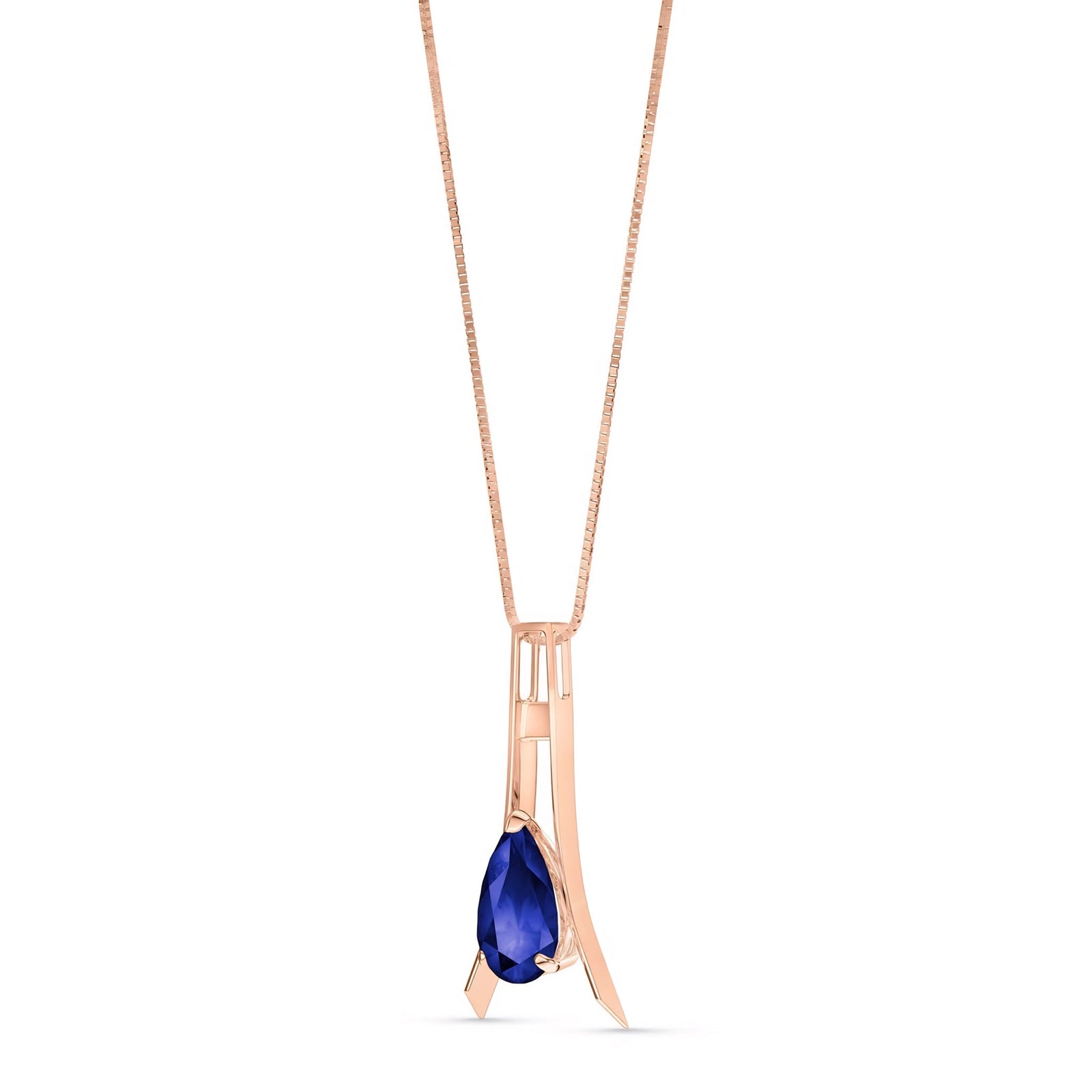 Rose Gold Necklace Sapphire 10K — Evangelina