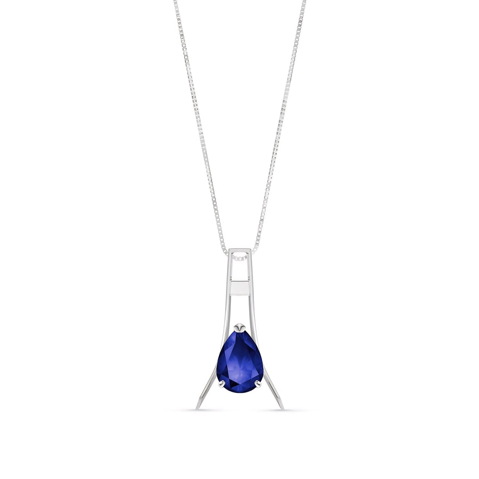 White Gold Necklace Sapphire 10K — Evangelina