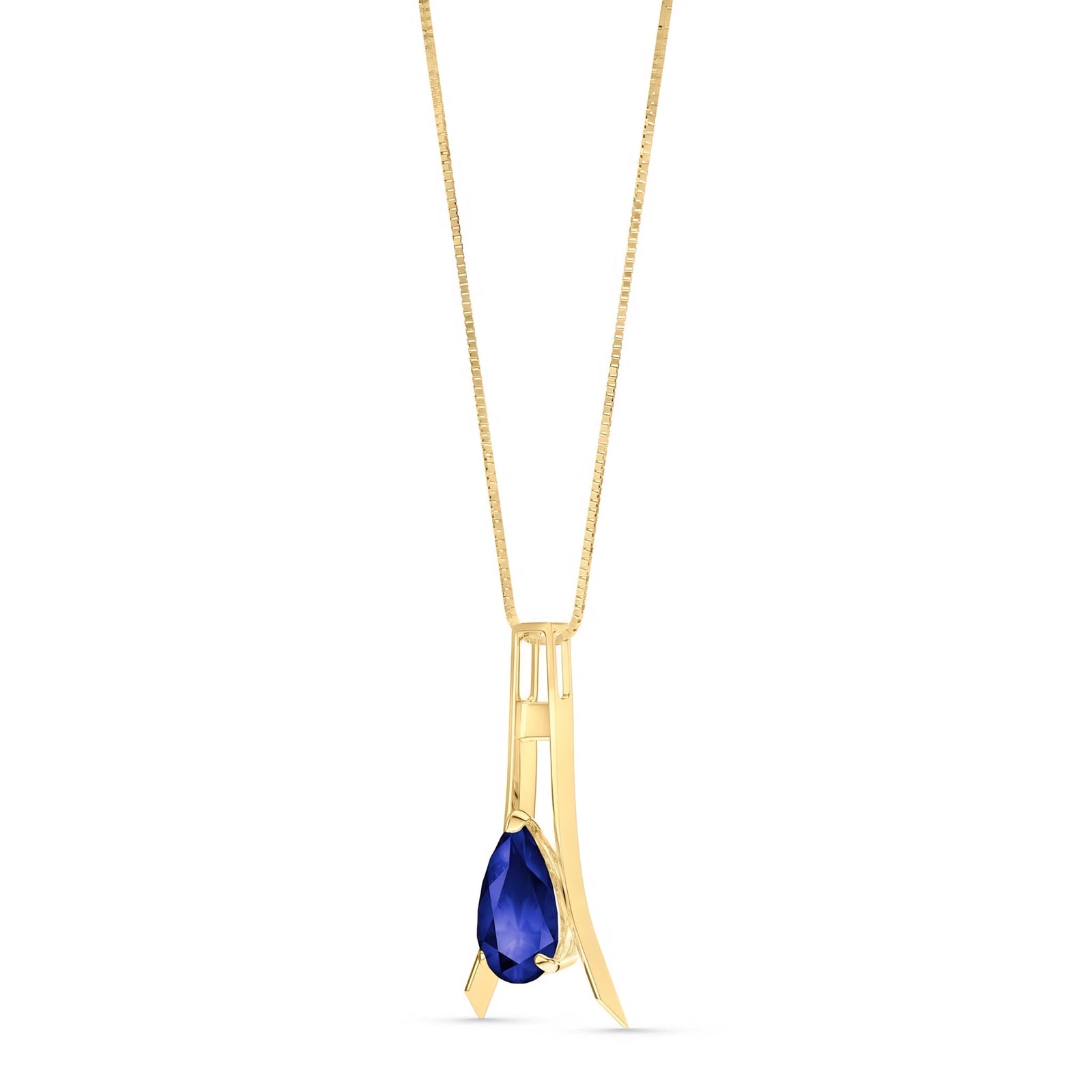 Yellow Gold Necklace Sapphire 10K — Evangelina