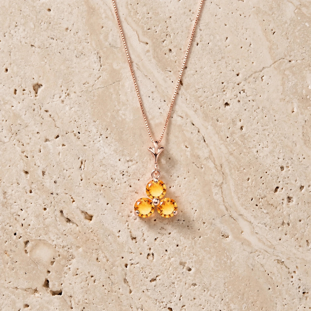 Rose Gold Belle Necklace Citrine 10K — Amalia