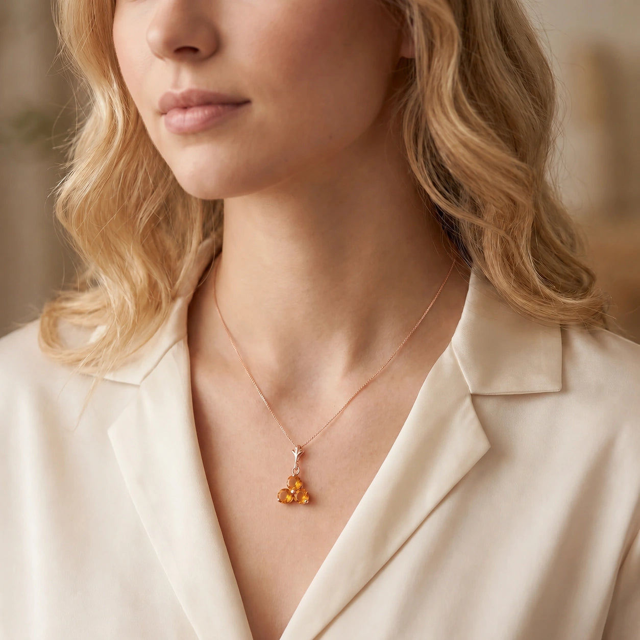 Rose Gold Belle Necklace Citrine 10K — Amalia