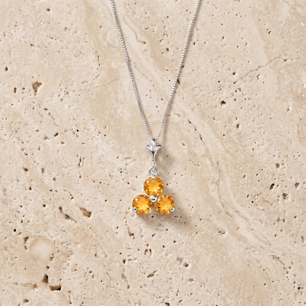 White Gold Belle Necklace Citrine 10K — Amalia