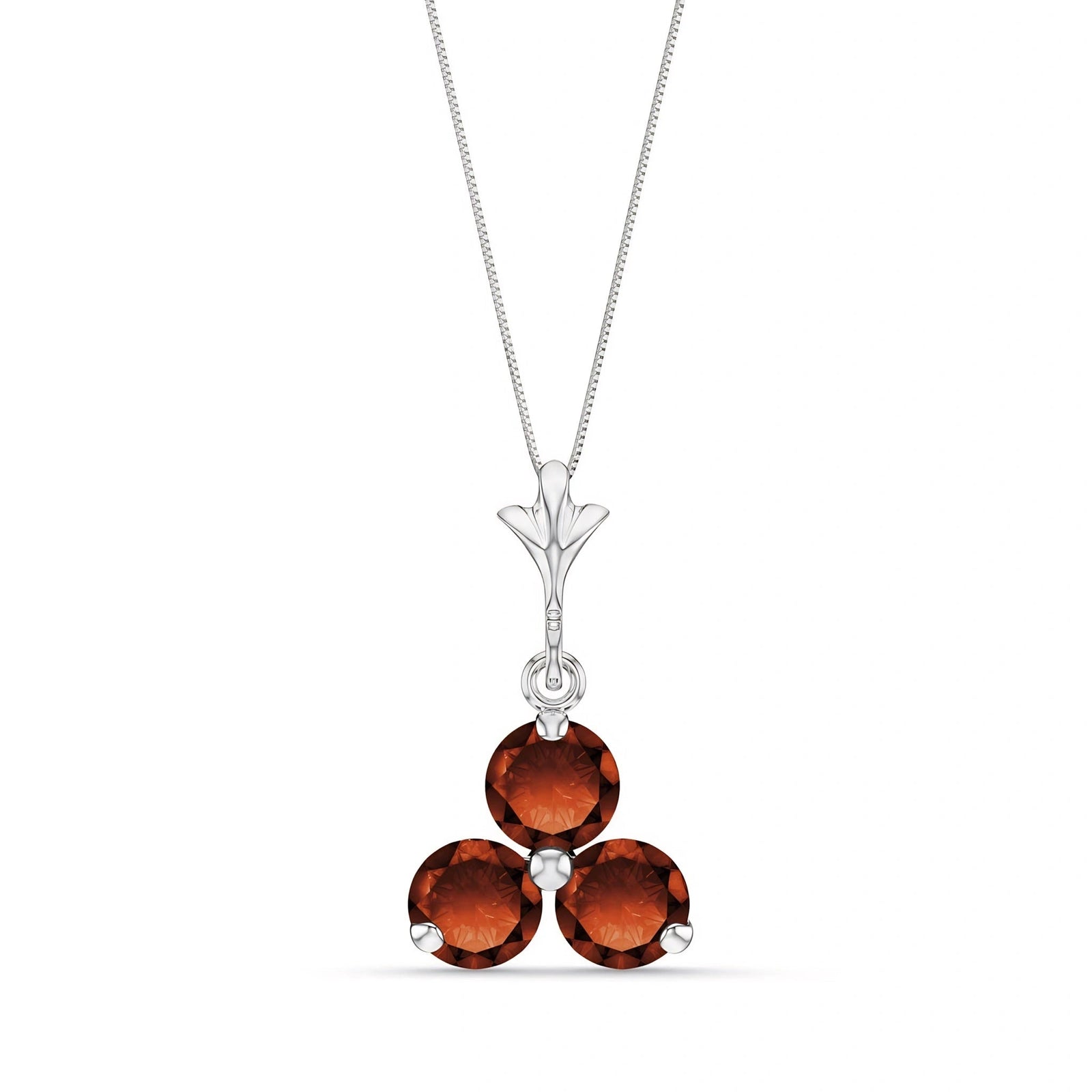 White Gold Belle Necklace Garnet 10K — Amalia