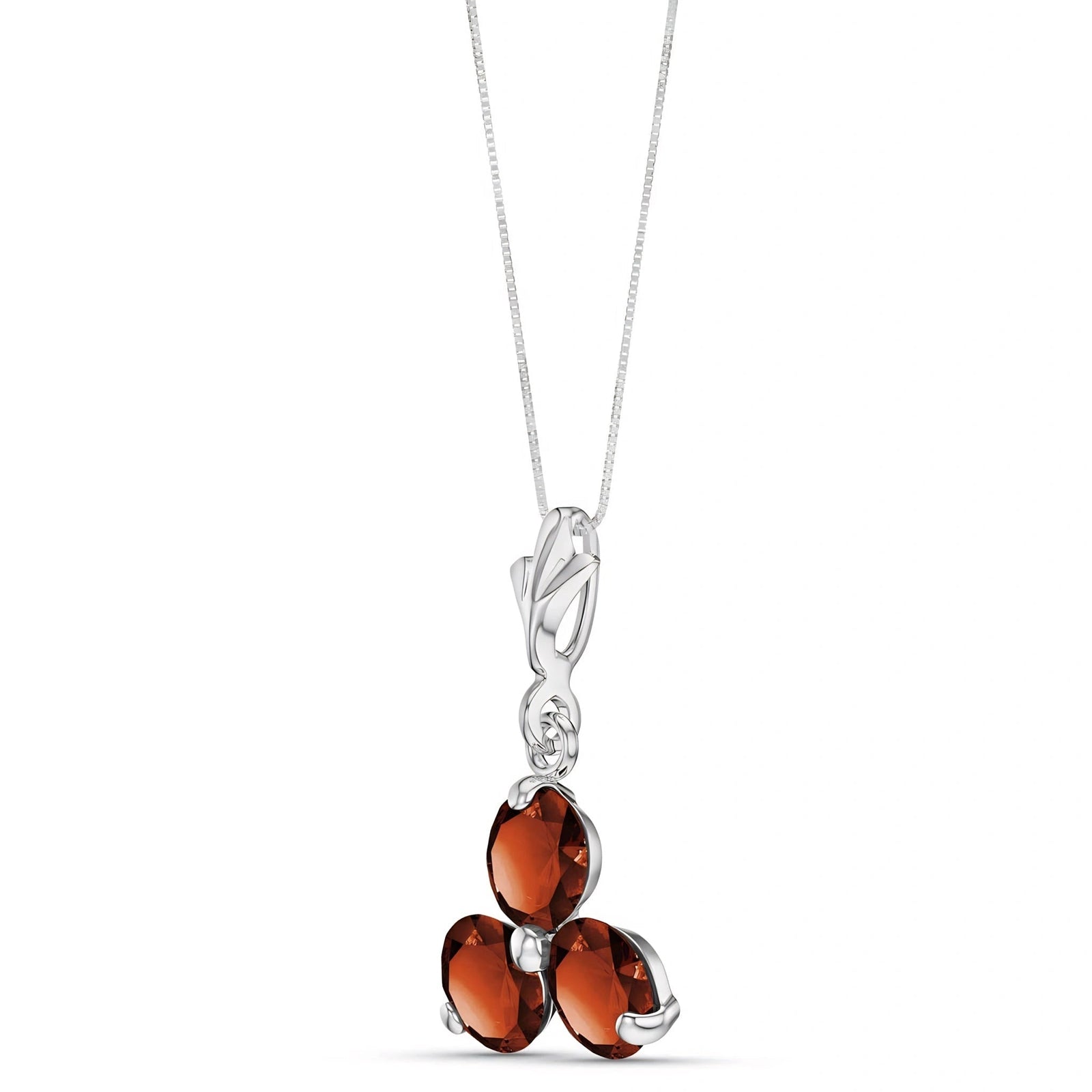 White Gold Belle Necklace Garnet 10K — Amalia