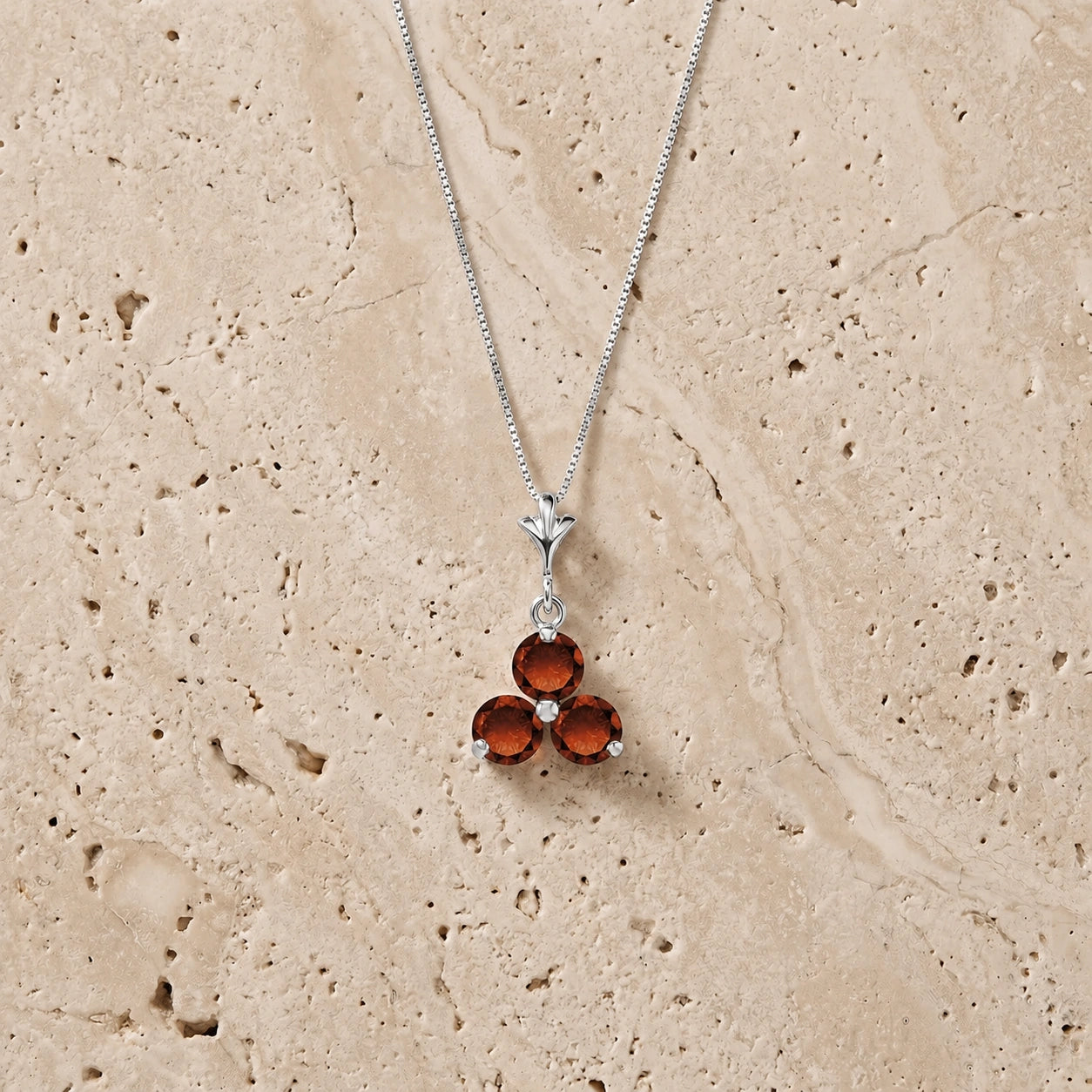 White Gold Belle Necklace Garnet 10K — Amalia