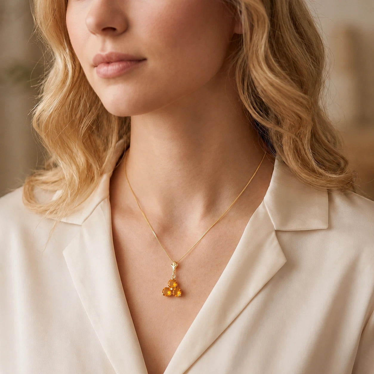 Yellow Gold Belle Necklace Garnet 10K — Amalia