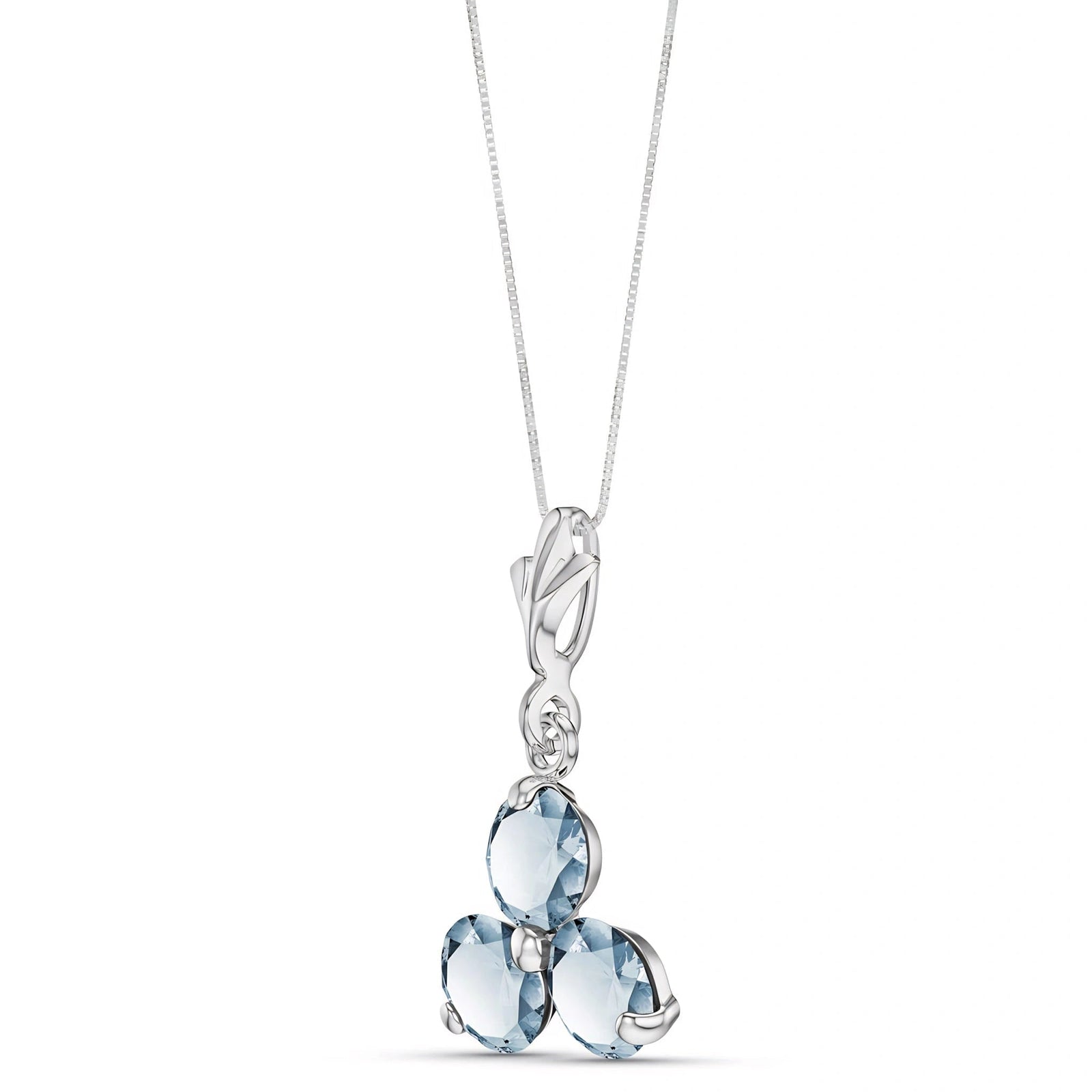 White Gold Belle Necklace Aquamarine 10K — Amalia
