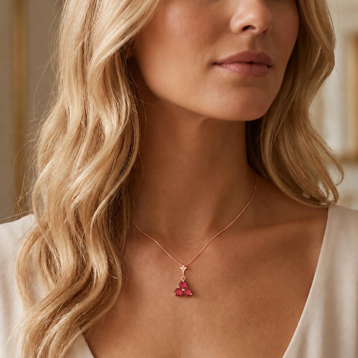 Rose Gold Belle Necklace Ruby 10K — Amalia