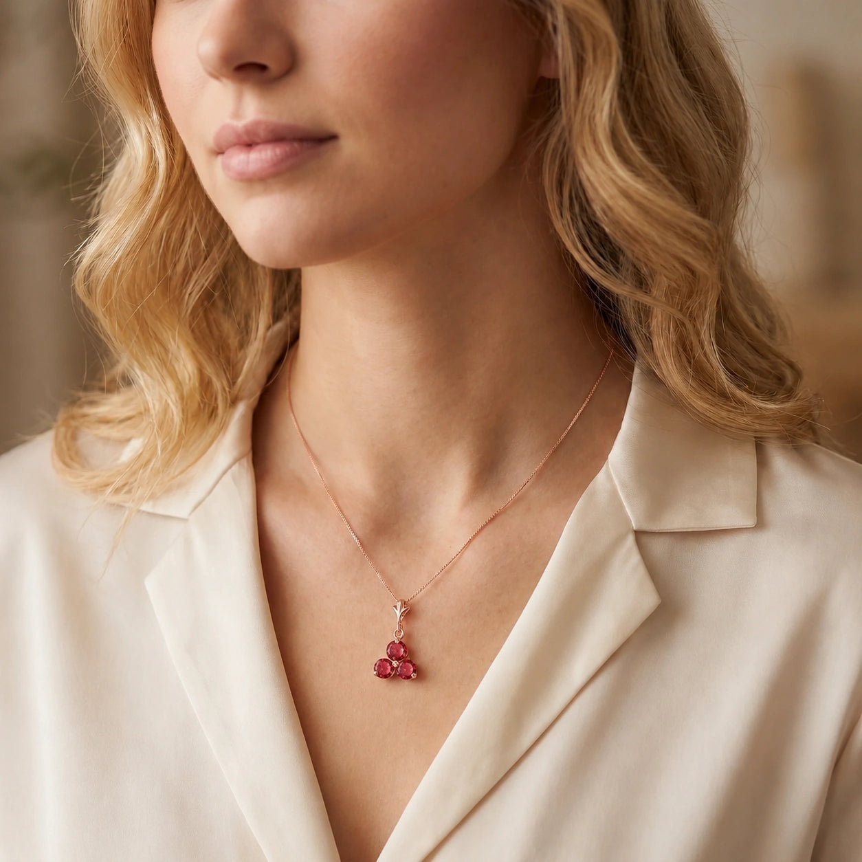 Rose Gold Belle Necklace Ruby 10K — Amalia