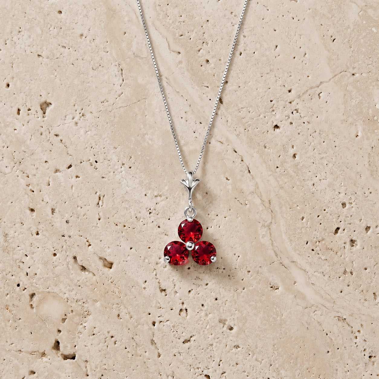 White Gold Belle Necklace Ruby 10K — Amalia