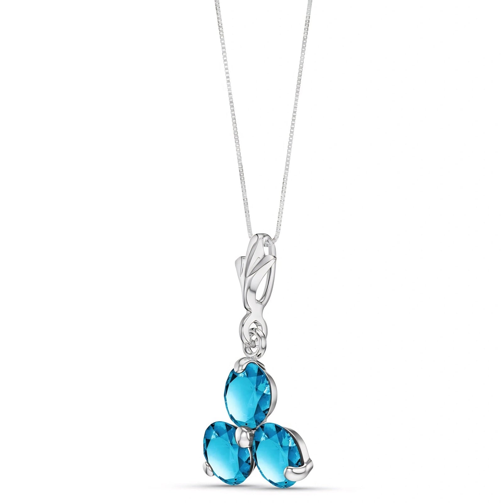 White Gold Belle Necklace Blue Topaz 10K — Amalia