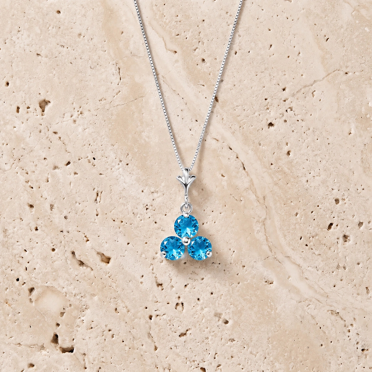 White Gold Belle Necklace Blue Topaz 10K — Amalia