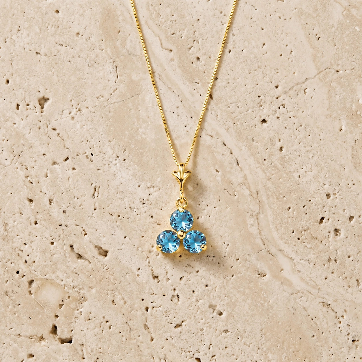 Yellow Gold Belle Necklace Blue Topaz 10K — Amalia