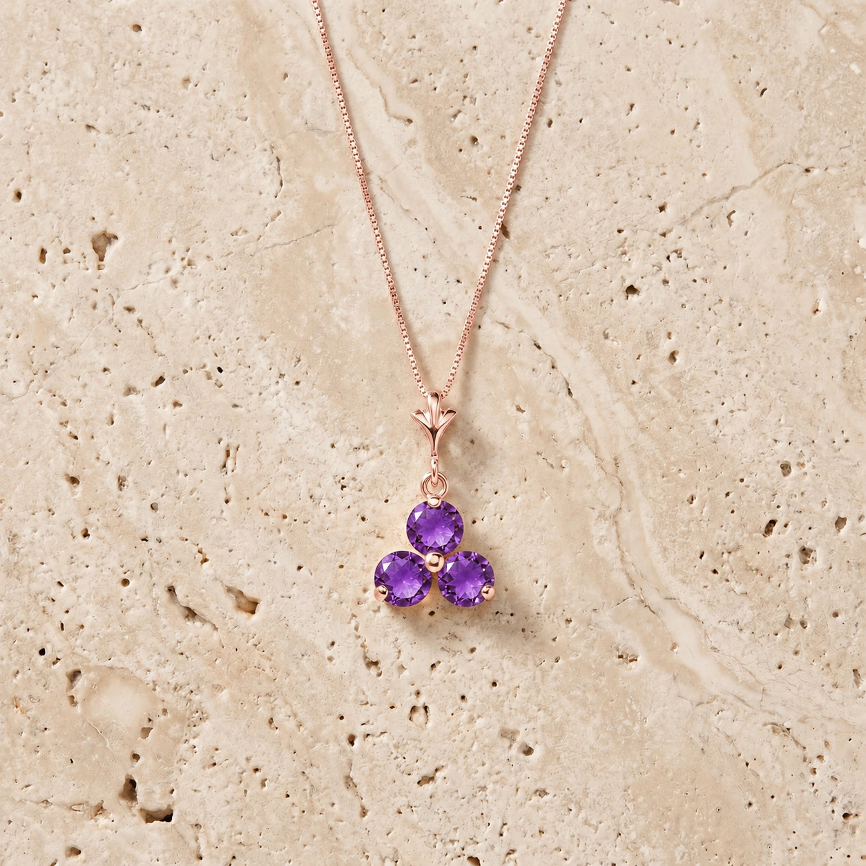 Rose Gold Belle Necklace Amethyst 10K — Amalia