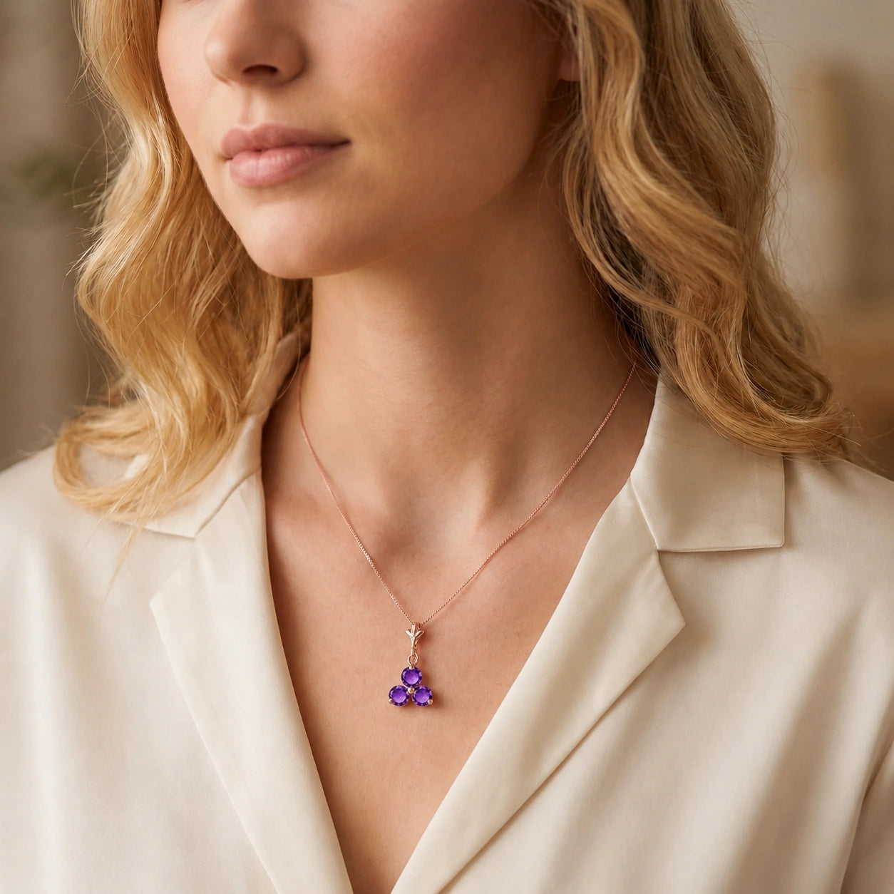 Rose Gold Belle Necklace Amethyst 10K — Amalia