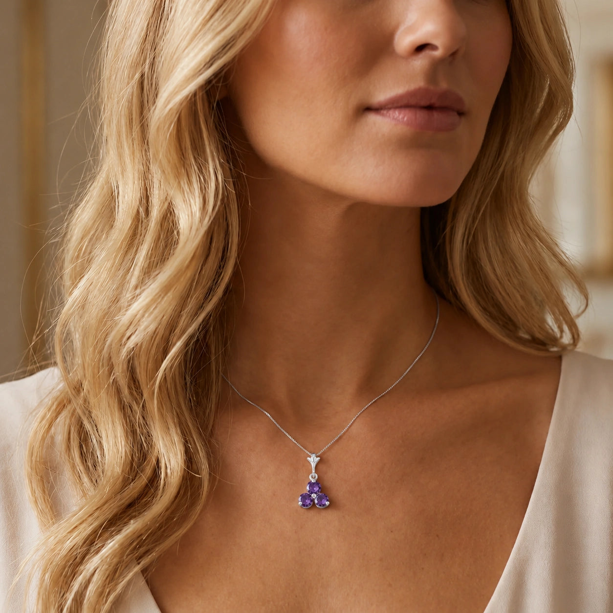 White Gold Belle Necklace Amethyst 10K — Amalia