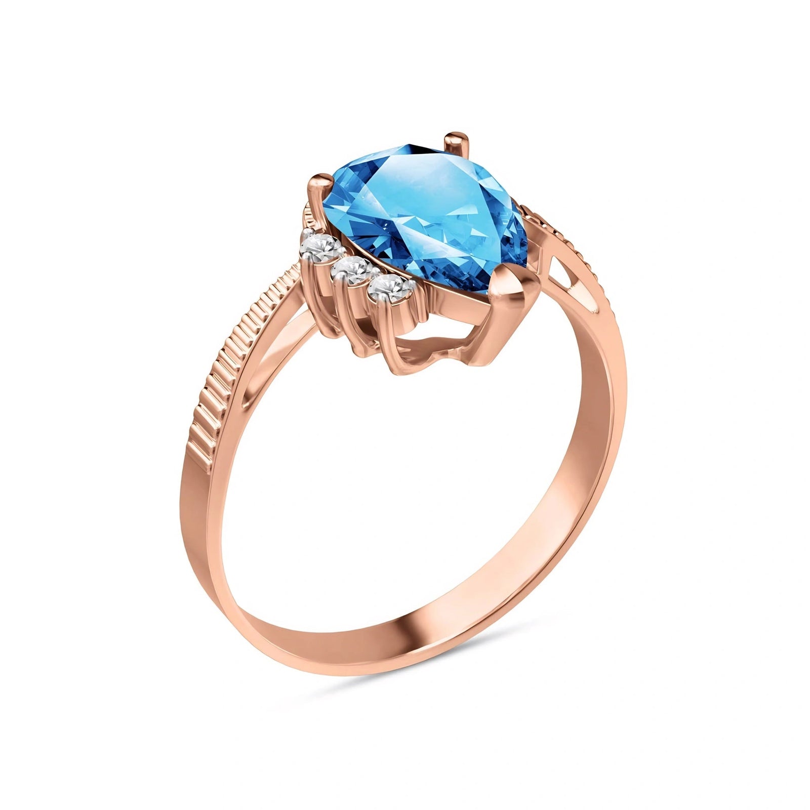 Rose Gold Heritage Ring Blue Topaz 10K — Rosalba